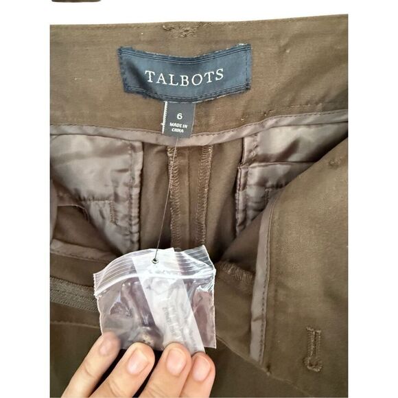NWT Talbots Womens Brown Signature Flat Front Straight Leg Chino Pants Size 6 - Picture 7 of 14